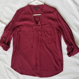 Rock & Republic Burgundy Lace Up Tunic